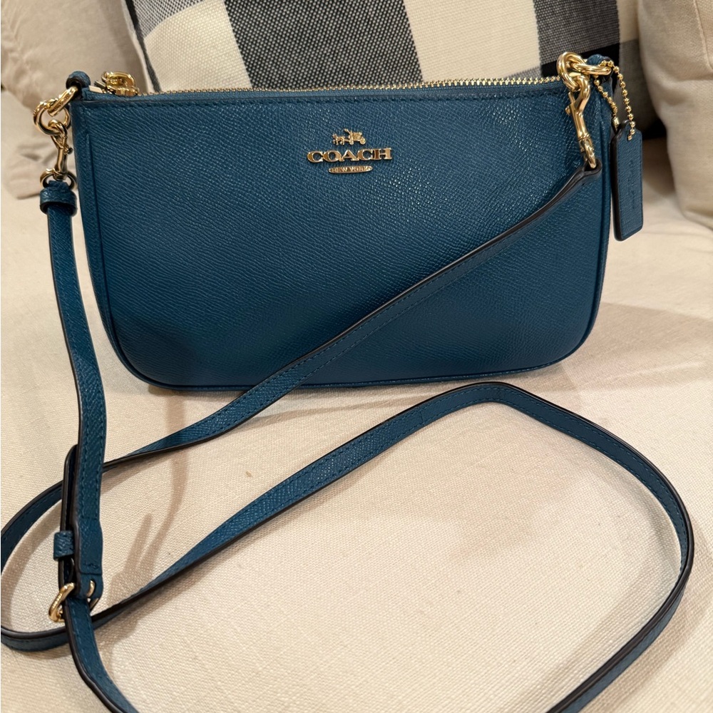 COACH Teal Crossbody with Gold Hardware